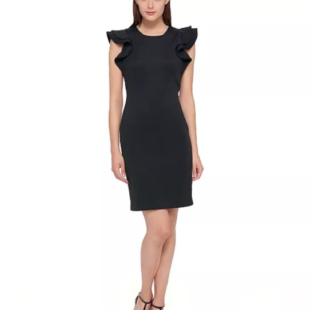 Elegant Black Ruffle Sleeve Dress
